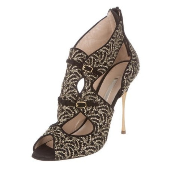 Nicholas Kirkwood embroidered peep toe booties